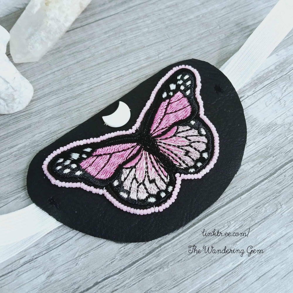 Embroidered Butterfly Eye Patch, Adjustable